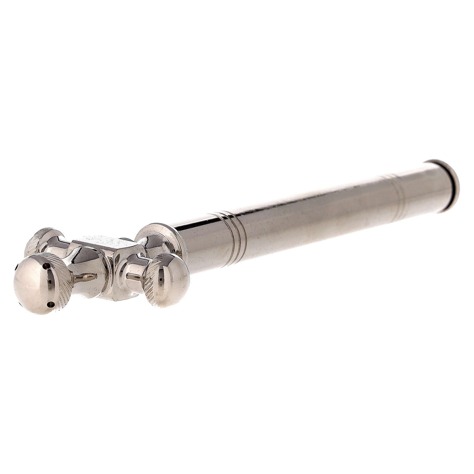 Holyart Accessori per Benedizione: Aspersorio Croce Ottone Argento 20 cm