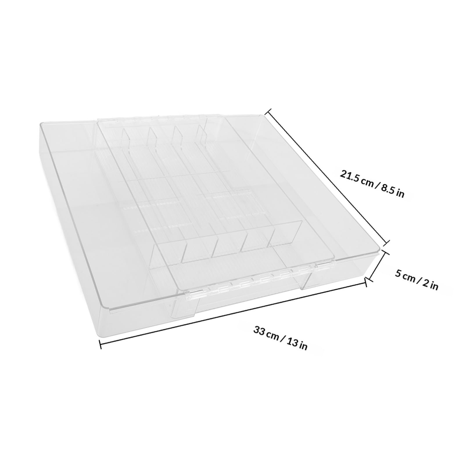 SHINEOFI Erweiterbarer Besteck Organizer aus Robustem Acryl Schubladen Organizer mit Fächern für Küchenutensilien und Bürobedarf Transparenter Küchenutensilienhalter für Schubladen