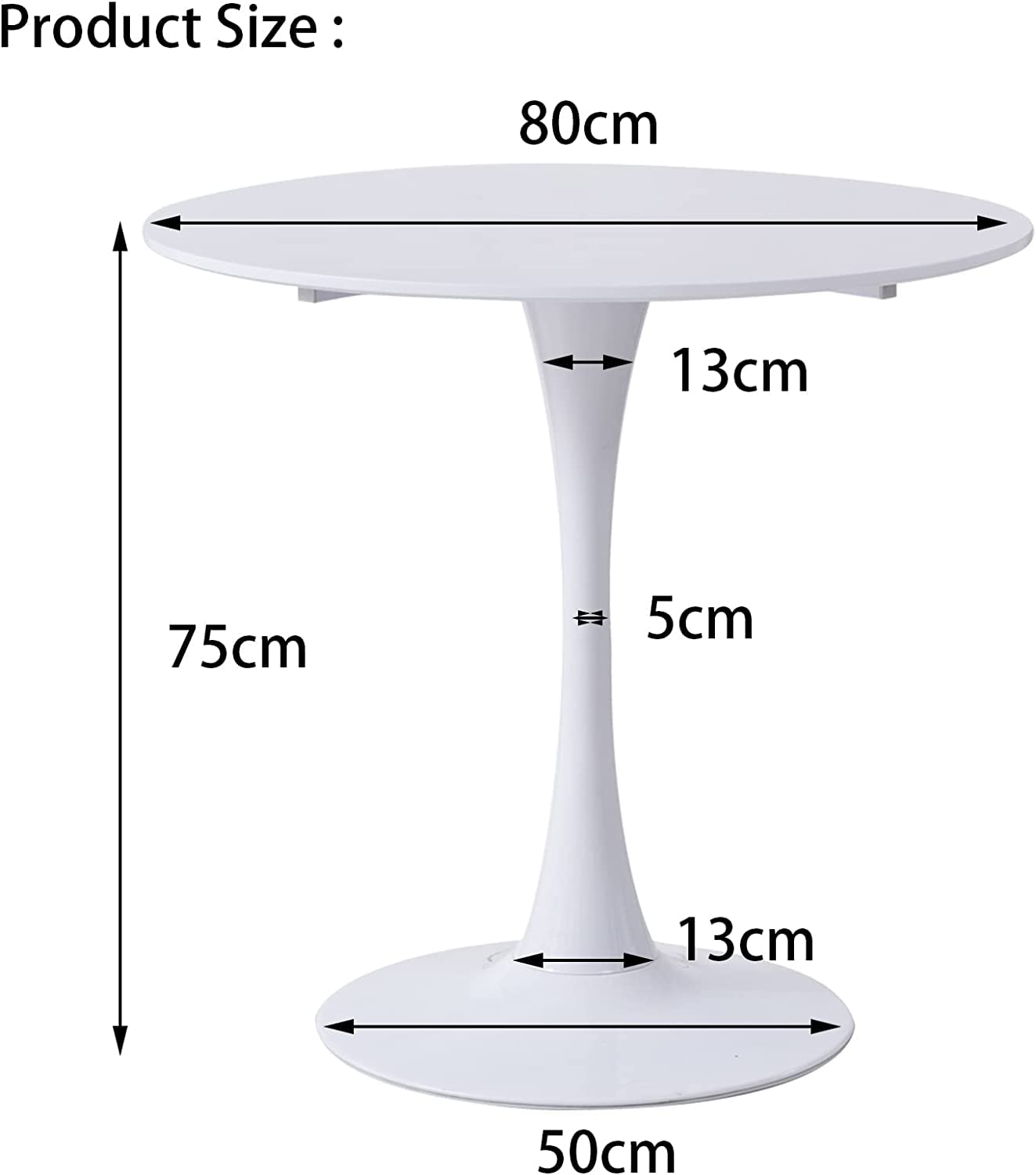 GrandCA HOME Set da Sala da Pranzo con Tavolo da Pranzo e 4 Sedie da Pranzo, Set Tavolo da Pranzo Rotondo 1 MDF Bianco + 4 Sedie da Pranzo Cachi, per Sala Riunioni in Cucina