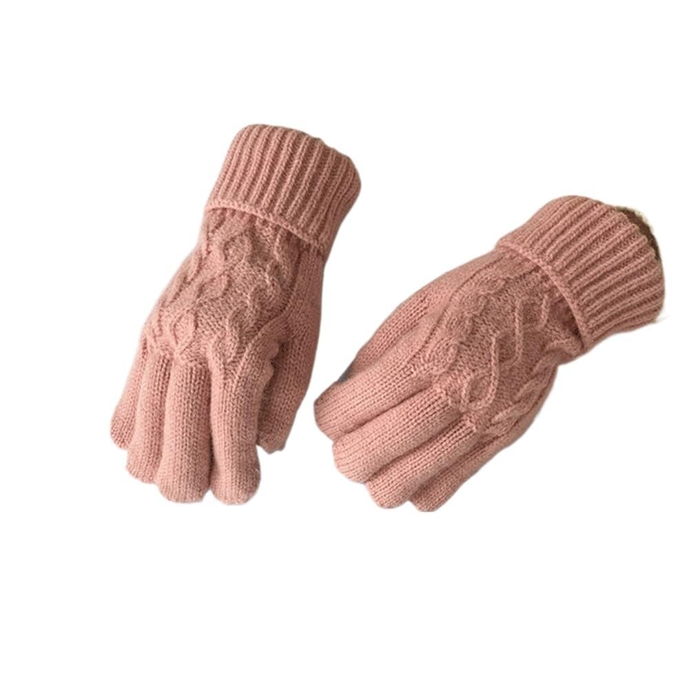 Guanti morbidi elasticizzati Velluto alla moda addensato da donna Mantieni caldi guanti di lana lavorati a maglia con motivo touch screen