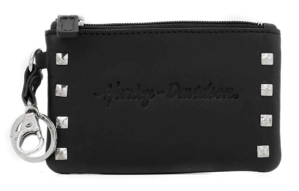Women's Misrule Studded Card Key Coin Leather Wallet - Black