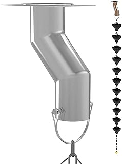 ARNCR Stainless Steel Decorative Rain Water Chain Hanging Rain Chain Gutter Adapter Kits Offset for Drains Not Directly Under Gutter Adaptor Durable Outdoor Gutter Rain Chain Installer