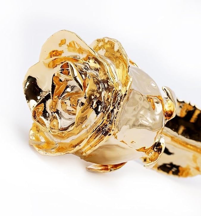 Image of Gold Handmade 24K Gold Dipped Rose with Gift Box | Antique Shiny & Real Preserved Flower for Women, Ideal for Anniversary, Valentine's Day, Fathers Day, Birthday, Wedding, Wife and Girlfriend