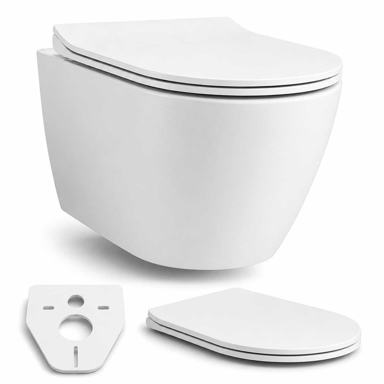 WC suspendu moderne en céramique haut de gamme BADLAND WC Rolo blanc brillant