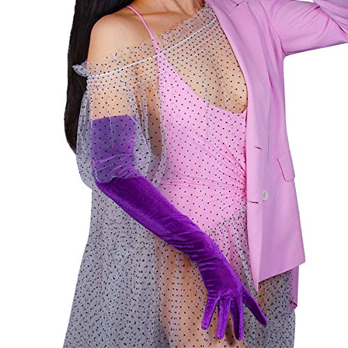 image for DooWay 23-inch Long Velvet Gloves Opera 60cm Long Stretchy Touchscreen
