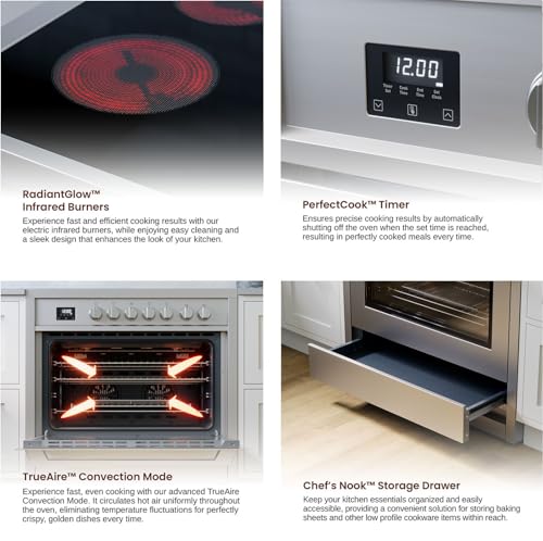 RRE361TS 36" Electric Range with 5 Burners, 4.3 cu. Ft. Capacity, Freestanding Slide-in AirFry, Convection Oven, Easy Reach Racks, Clock and Timer, Stainless Steel - Image 3