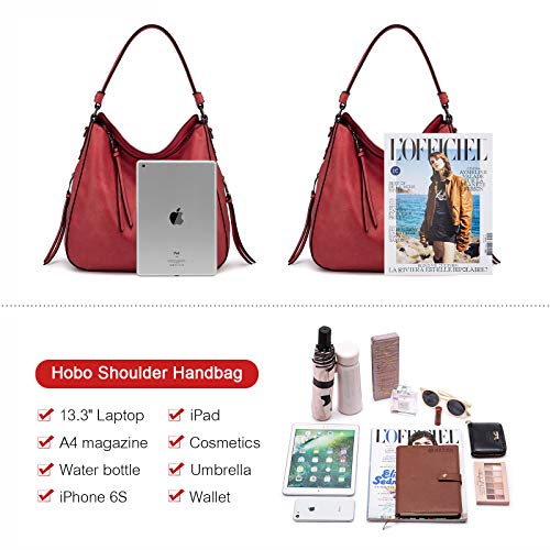 Image of Realer Hobo Crossbody Bags for Women Designer Faux Leather Hobo Handbags Retro Large Size Shoulder Bag Bucket Purse