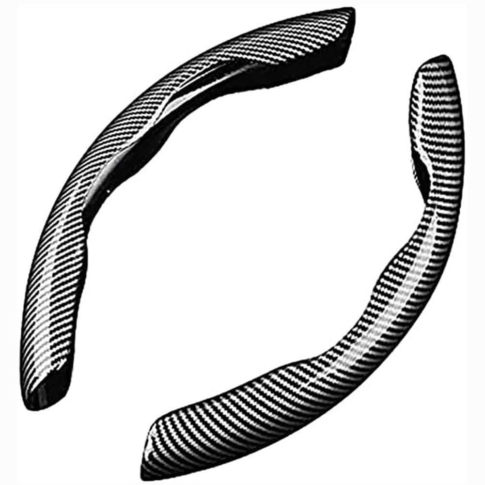 2 Pcs Car Carbon Fiber Steering Wheel Cover for V-W ID.Buzz ID.CROZZ ID.LIFE, Segmented Protector Covers Breathable Interior Accessories,A/Black