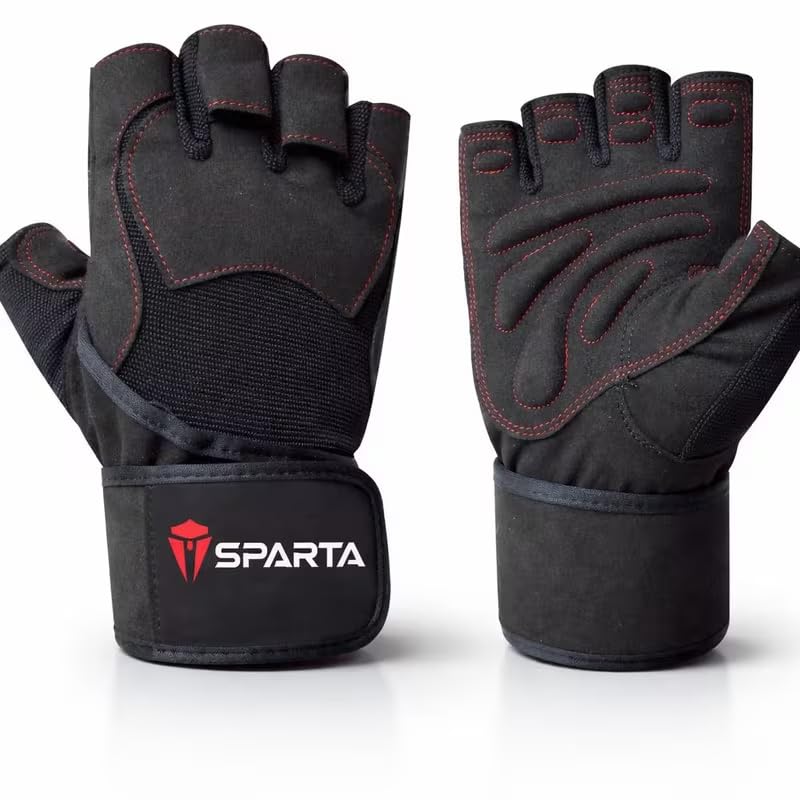 Sparta Weight Lifting Gloves for Men & Women – Gym Gloves for Weightlifting, Workout, Fitness & Training – Comfortable Grip Gloves for Gym, Cross Training & Exercise (L)