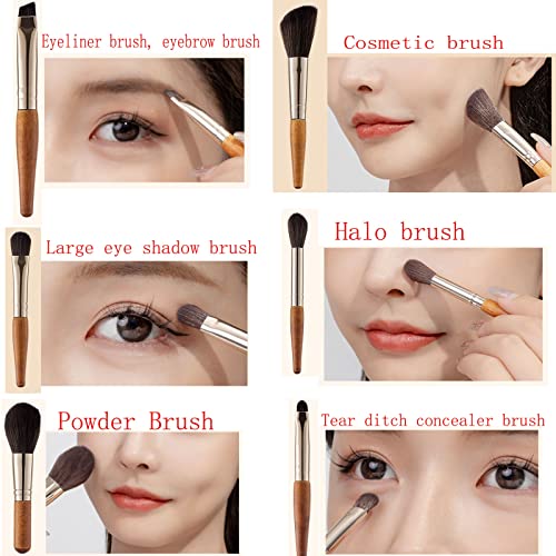 Lopsity 9Pcs Makeup Brush Set Professional Travel Small Makeup Brushes With Bag Portable Cosmetics Brushes Eye Shadows Brow Concealer Blush Foundation (Black) #TOP1