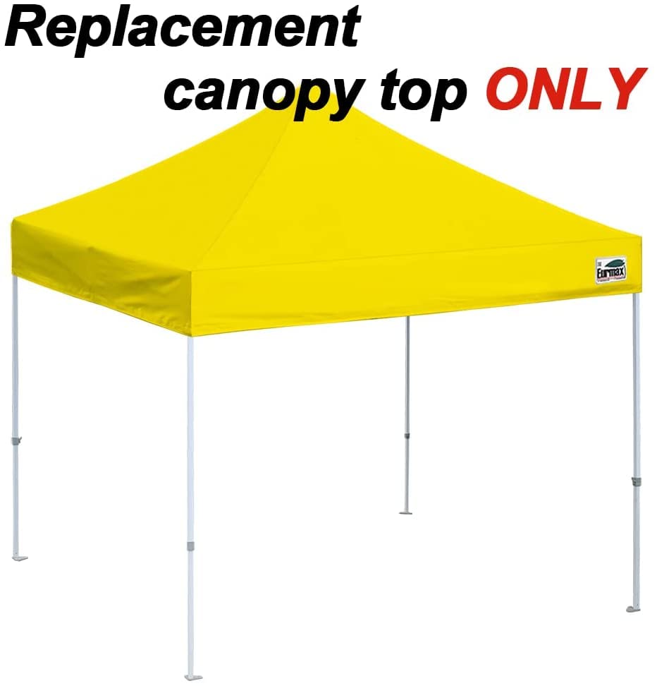 Image of Eurmax USA 10x10 Pop Up Canopy Replacement Top,Universal Instant Canopy Cover ONLY,Heavy Duty UPF 50+ UV Protection,Water & Wind Resistant Tarp,30+ Colors Available,Bonus 4 Sand Bags (Yellow)