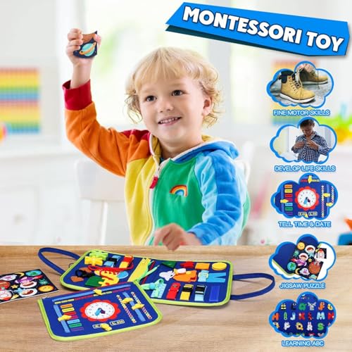 Image of SHINETOY Montessori Toddler Busy Board Sensory Toy | Fine Motor Skills Activity Learning Board | Travel Educational Cognitive Development Toy for Boys & Girls Ages 3-8