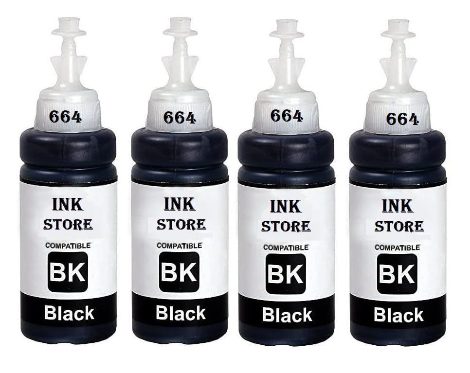 Inkstore 664 T664 Refill Ink for Epson L130 L360 L380 L361 L565 L210 L220 L310 L350 L355 L365 L385 L405 L455 L485 Printers 100 gm x 4 Bottle (Black) (B0C9Q9RL4W) Amazon Price History, Amazon Price Tracker