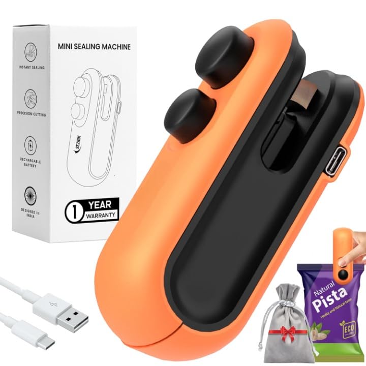 Portable Mini Sealing Machine, Handheld Packet Sealer for Food, Snacks, Chips, Fresh Storage, Plastic Bags Sealing Machine, 1 YEAR Warranty (Assorted Color)-image-43