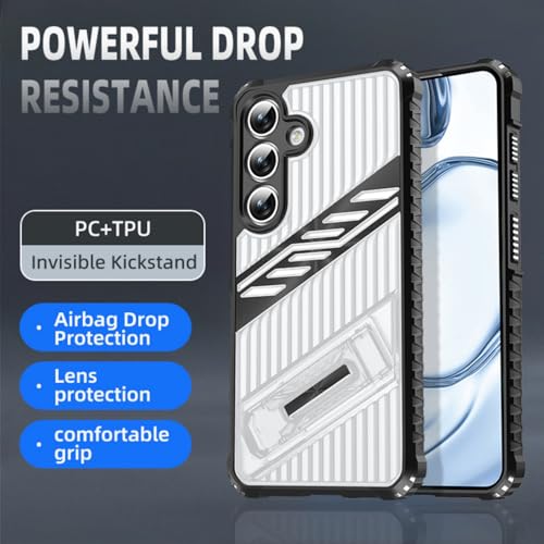 SORAKA Case for Samsung Galaxy S25 Plus with Stand Transparent Hard PC and Flexible Non-Slip Textured TPU Dual Layer Shockproof Cover