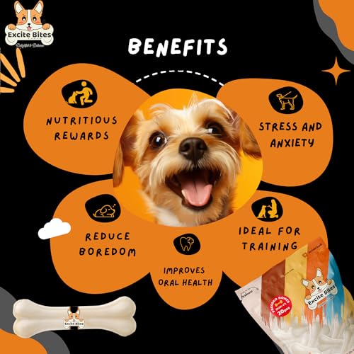 Image of Excite Bites Dog Rawhide Pressed Bones Mega Pack (Dog Chews) (Size 4 inch) (20 Pcs), All Life Stages