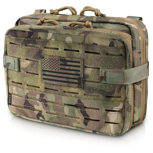WYNEX Tactical Molle Admin Pouch of Laser Cut Design, Utility Pouches Molle Attachment Military Medical EMT Organizer with Map Pocket EDC EMT Pack IFAK Tool Holder Universal U.S.A Patch Included