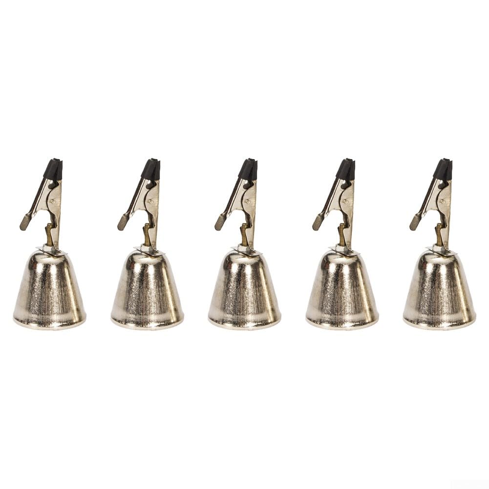 5 campanas de alarma de mordida de pesca, clips de metal para caña, ideal para pesca nocturna con alertas de sonido fuerte (pequeño)