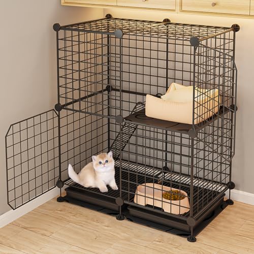 Recinzione multi-livello per animali domestici con vassoio rimovibile e scale per piccoli animali per esercitare e giocare