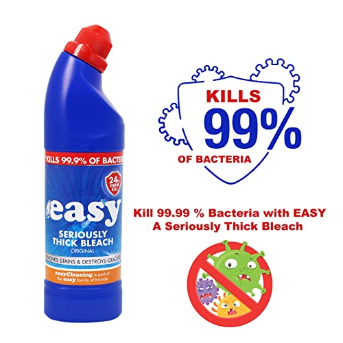 Easy 24 Hr Thick Toilet Bleach Cleaner 750ml - 12 Pack | Thick Bleach for Toilet Cleaner, Kills 99.9% Bacteria, With 1 Pair DirtBuster Medium Household for Cleaning by Direct Mart Ltd - Image 3