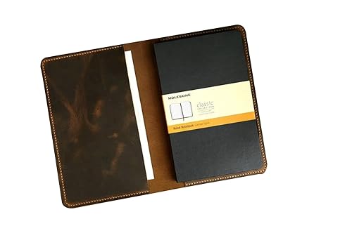 Leather notebook cover for moleskine classic notebook pocket sizeMinimalist leather cover case for moleskine Cahier Volant Journal MA605S