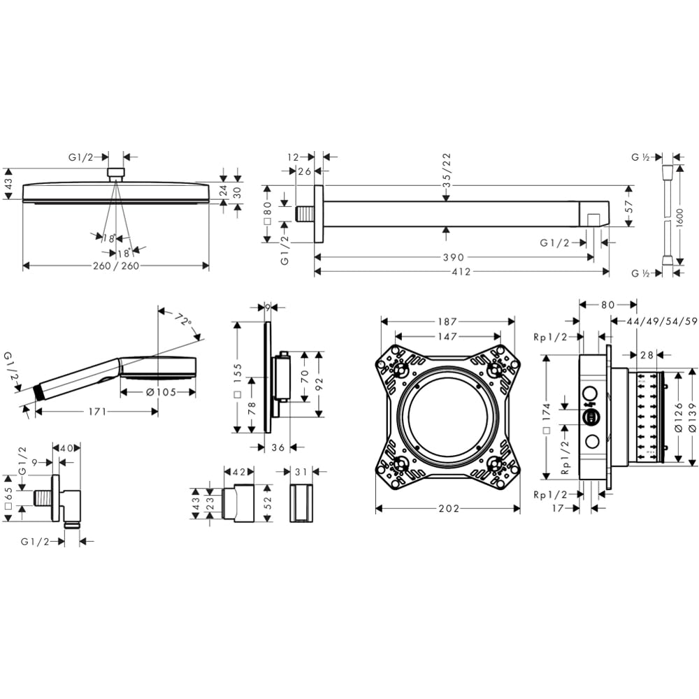 hansgrohe Pulsify E Zestaw prysznicowy podtynkowy z termostatem