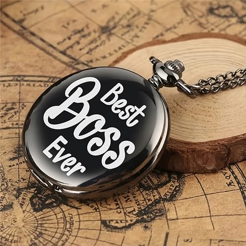 Image of Vintage Gandhi Style Pocket Watch with Engraved Designs & Messages Royal Black Analog for Men Women & Kids Includes Key Ring for car or Bike Keys Ideal Gift