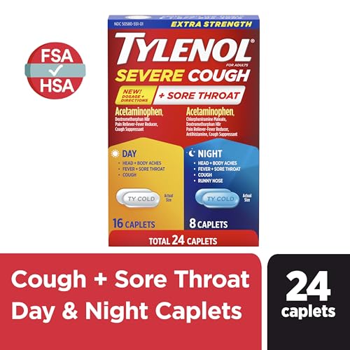 Tylenol Severe Cough + Sore Throat Day/Night, Acetaminophen, 24 ct - image 8