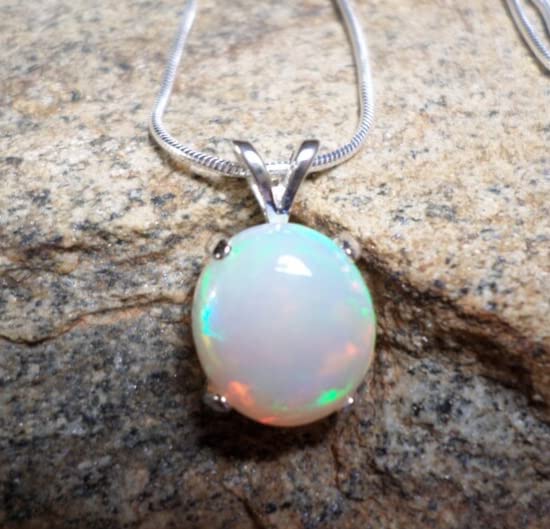 Genuine Ethiopian Fire Opal Pendant 925 Sterling Silver Wedding Necklace Gift, Multi Color2