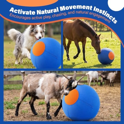 Wellpally Herding Ball for Dogs - Large Instinct Dog Herding Ball Inflatable Outside Toys for Yard Horse Australian German Shepherd Blue Heeler - 18 Inch Durable Pets Balls with Cover for Outdoor Play - 1