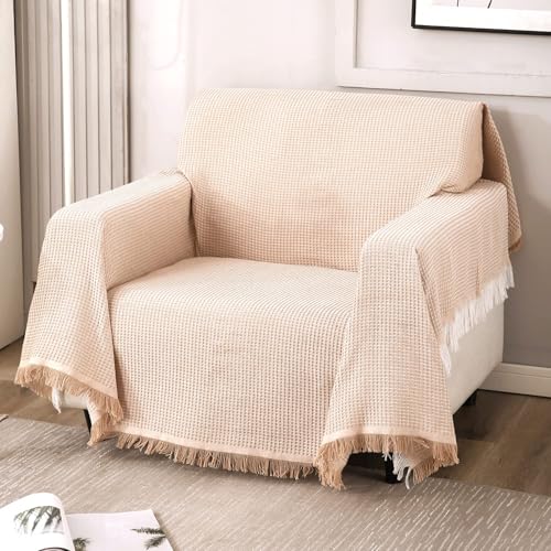Image of HOKIPO Polyster Cotton Sofa Couch Slipcover 1 Seater, 180 (D) x 180 (L) cm (NEW-AR-4638-N3)