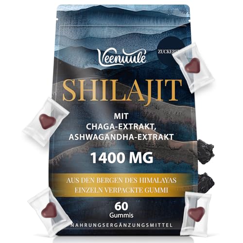 Gominolas de Shilajit Puro del Himalaya 1400 mg, Extracto 20:1, con Ashwagandha y Chaga, Más de 85 Minerales y Ácido Fúlvico, Complejo de Alta Potencia, Más Prácticas que la Resina, Veganas