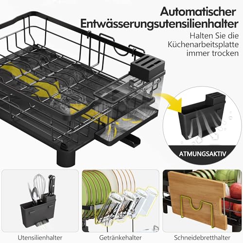 Boosiny Geschirrabtropfgestell Edelstahl, Schwarz – Ansicht 2