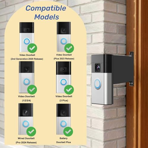 Image of Doorbell Mount Compatible with Ring Doorbell, Extends Doorbell Mount for Brick Wall, Better Visibility and Angle Designed To Fit Compatible with Some Ring doorbell models (1 inch)