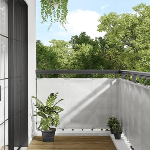 Biombo para Balcón, 100% Poliéster Oxford Impermeable, con Ojales de Aluminio y Cuerda, Mallas Ocultacion Balcon, Panel Ocultacion Jardin Exterior, para Terrazas y Piscinas, Gris Claro, 90x300 cm
