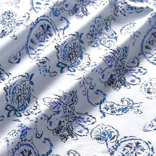 Image of Elegant Comfort Softest and Coziest 6-Piece Sheet Set - 1500 Premium Hotel Quality Microfiber - Deep Pocket, Wrinkle Resistant 6-Piece Paisley Pattern Bed Sheet Set, Full, Paisley Indigo