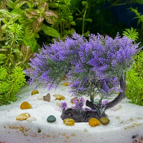 Image of Ipetboom 1PC Aquarium Plants Fish Tank Decoration Artificial Fish Tank Decorations for Household and Office Aquarium Simulation Fish Tank Accessories Aquarium Ornament Fake Purple Bonsai
