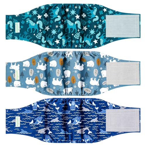 Wegreeco Washable Dog Diaper Male (Pack of 3) - Washable Male Dog Belly Wrap (Mustang, Small)
