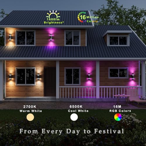 rosykite Smart RGB Outdoor Wall Lights, Bronze Cylinder, WiFi, 2 Pack by rosykite - Used condition - Image 2