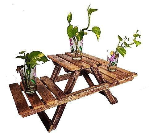 NOOR FATMA HANDICRAFTS Wooden Stool Set, Foldable, Decorative, for Home/Garden