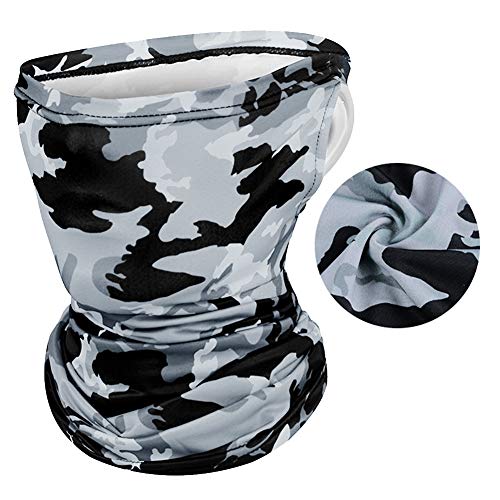 Neck Gaiter Balaclava Bandana Headwear, Unisex Men Women Ice Silk Cooling Sports Ear Loops Face Scarf for Dust Outdoors