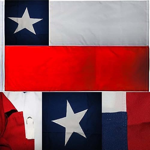 Premium 3x5 Embroidered Sewn Chile Synthetic Cotton Flag 3'x5' Grommets 3 Clips