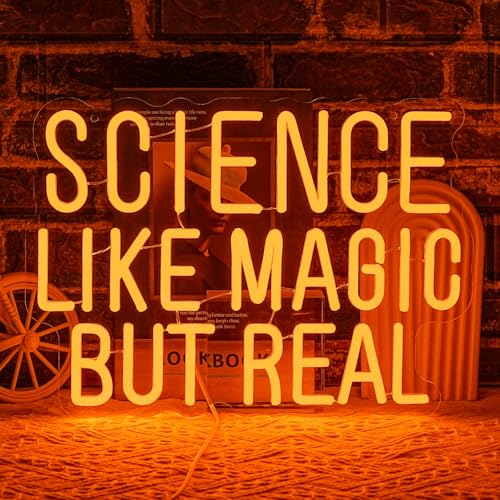 Image of Science Like Magic But Real Neon Sign for Wall Decor Classroom Neon Light Laboratory LED Sign Letter Neon Light Sign for Classroom Science Lab Bar Home shop Decoration