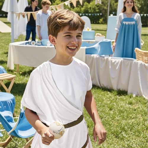 Disfraz de Toga Griega para Niños Blanco con Detalles Dorados miniatura 3