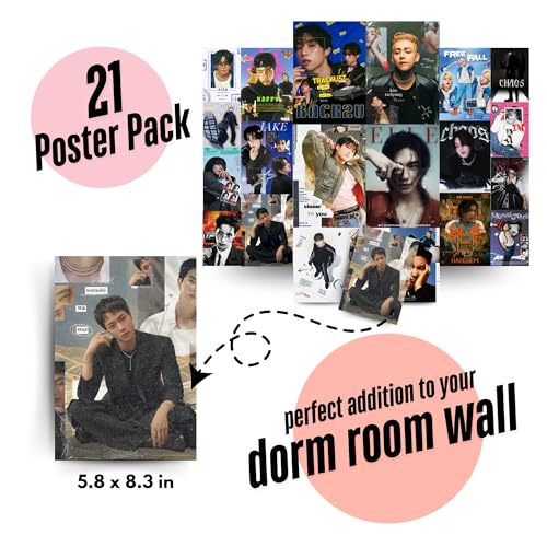 Image of Yellow Town India Boys of K-Pop Wall Collage Kit Posters (Pack of 21) Multi-sized Posters, 300 Gsm Glossy Finish - Perfect for Bedroom, Living room, Office, Home & Room Decor