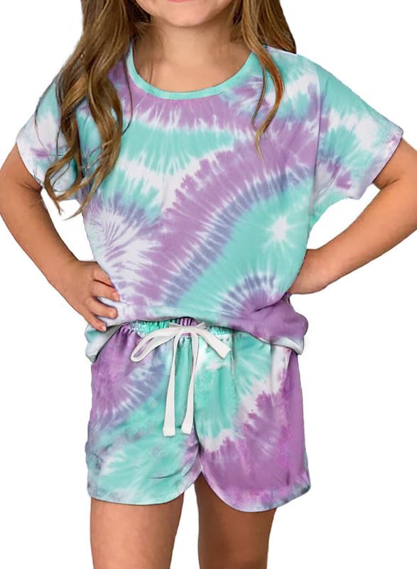 Image of Dokotoo Girl's Summer Cute T-Shirt and Shorts Set with Side Pockets