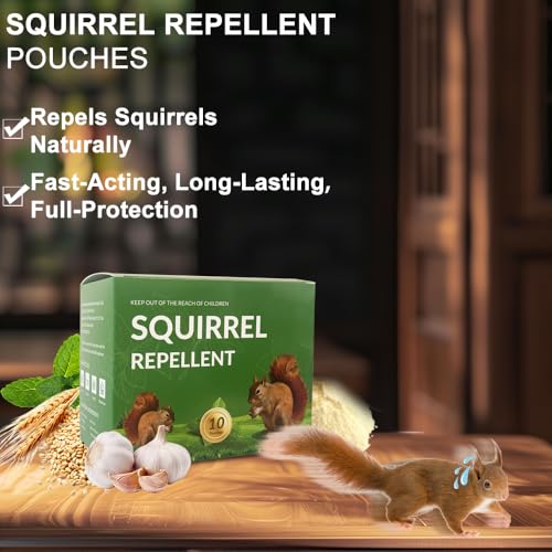 Image of Extra-Strength Squirrel Repellent, Chipmunk Repellent Outdoor, Mint Squirrel Repellents for Attic, Natural Squirrel Deterrent, Keep Rodents Out of Car Engines Garden,10P