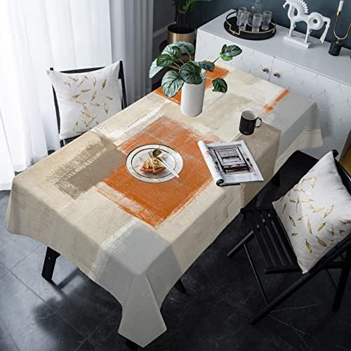Burnt Orange Rectangle Table Cloth 60x120in for Dining Table Modern Abstract Art Anti-Wrinkle Tablecloth Waterproof Kitchen Table Cover for Birthday Party Graduation Party Outdoor Picnic