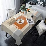 Burnt Orange Rectangle Table Cloth 60x120in for Dining Table Modern Abstract Art Anti-Wrinkle Tablec