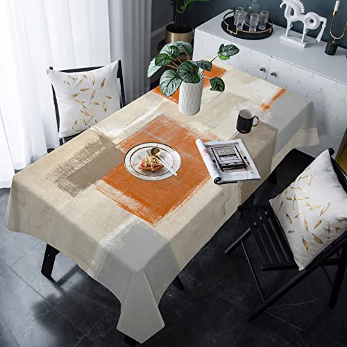 Burnt Orange Rectangle Table Cloth 60X120In For Dining Table Modern Abstract Art Anti-Wrinkle Tablecloth Waterproof Kitchen Table Cover For Birthday Party Graduation Party Outdoor Picnic #TOP3